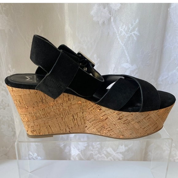 MARC FISHER LTD Cacie Platform Sandal In Black Suede 9 - Picture 11 of 13